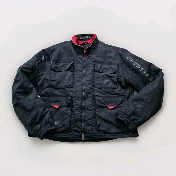 Vtg Harley Davidson Racing Jacket Mens L Black Quilted Detach Lining Pockets Zip - Picture 7 of 16